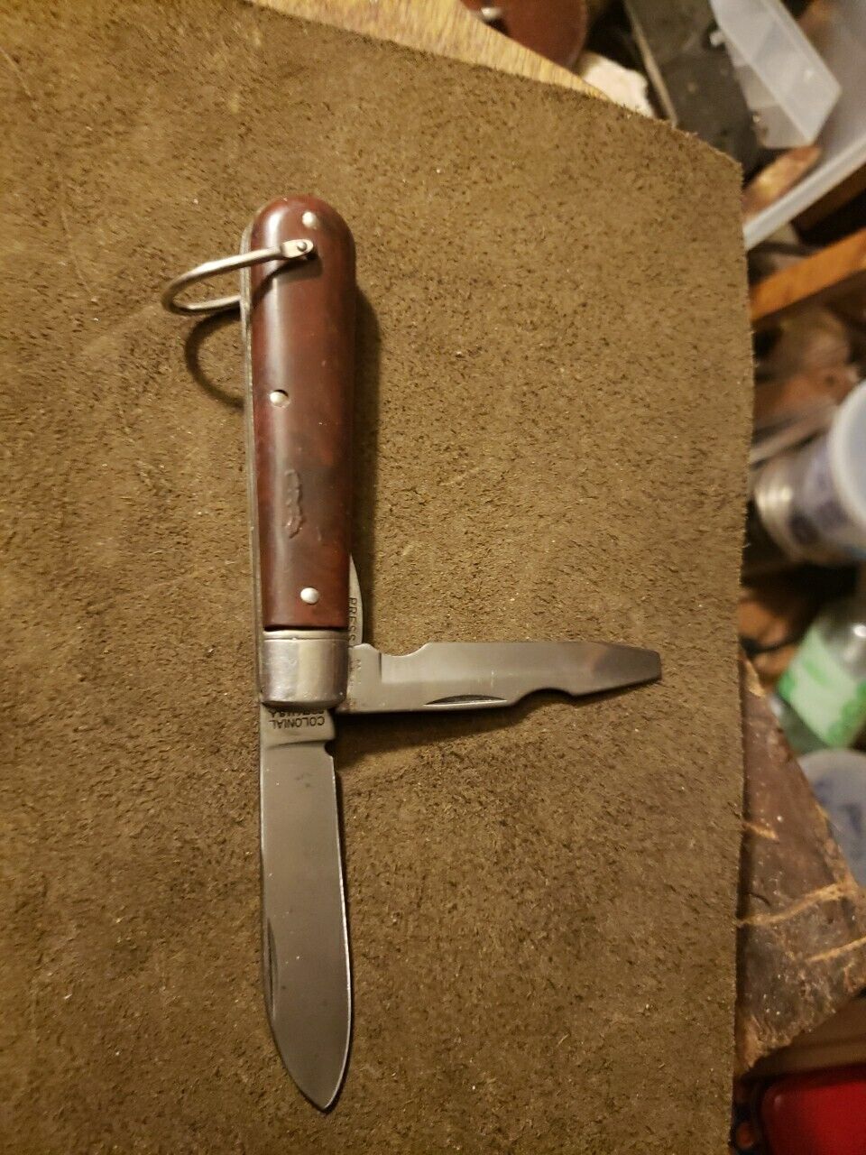 Pocket Knife Vintage Colonial Prov USA Electricians PresLok & Slip joint 2 Blade