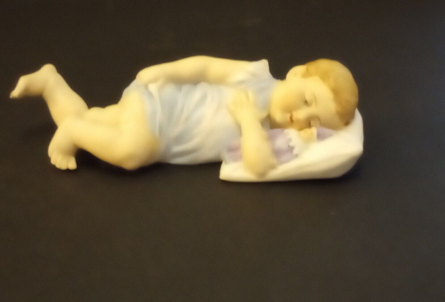 Fine Antique German Bisque Figurine Child Asleep W/Jester Doll Blue/Wht c.1910s