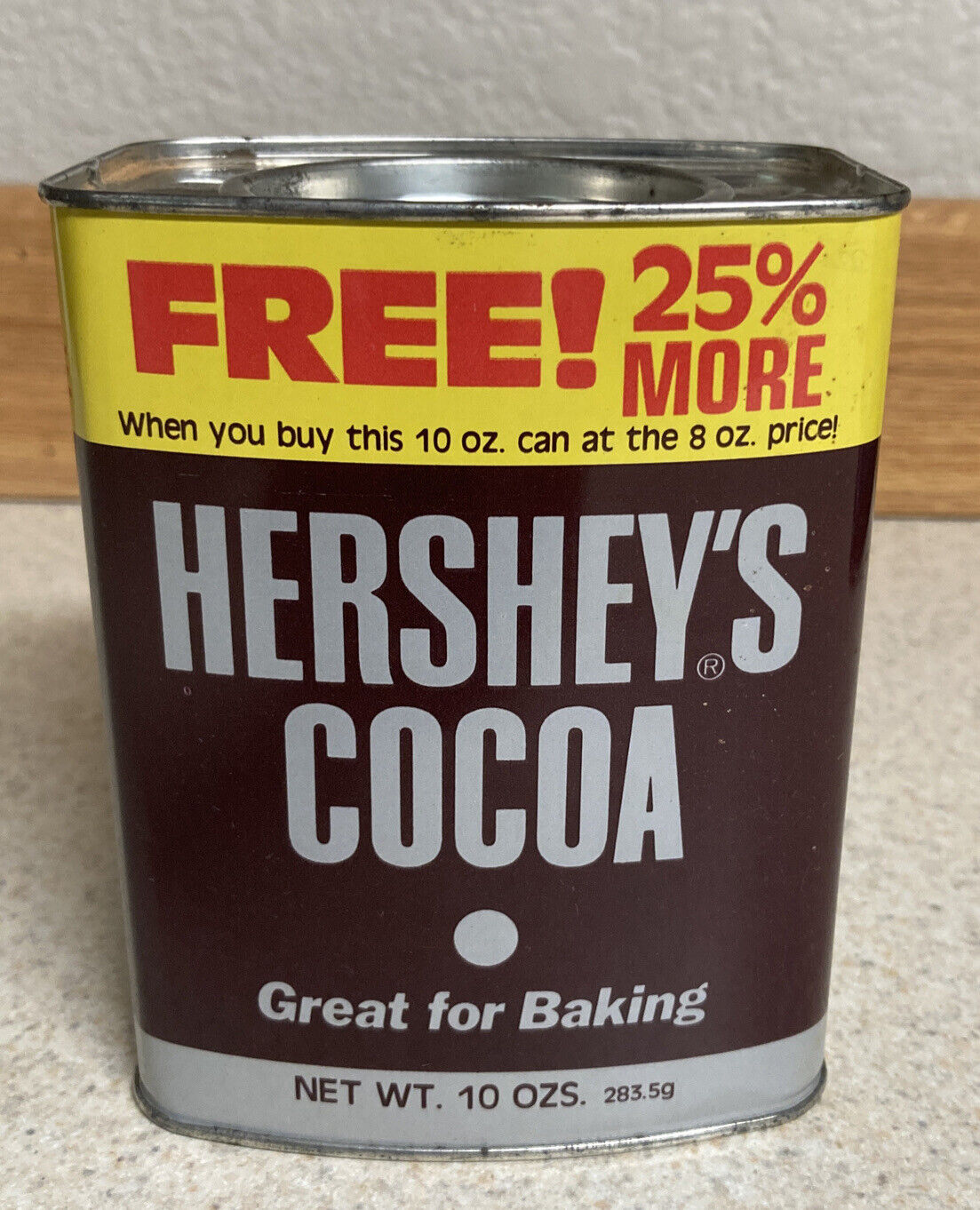 VINTAGE HERSHEY\'S COCOA Great for Baking 10 Ounces METAL TIN ADVERTISING CAN