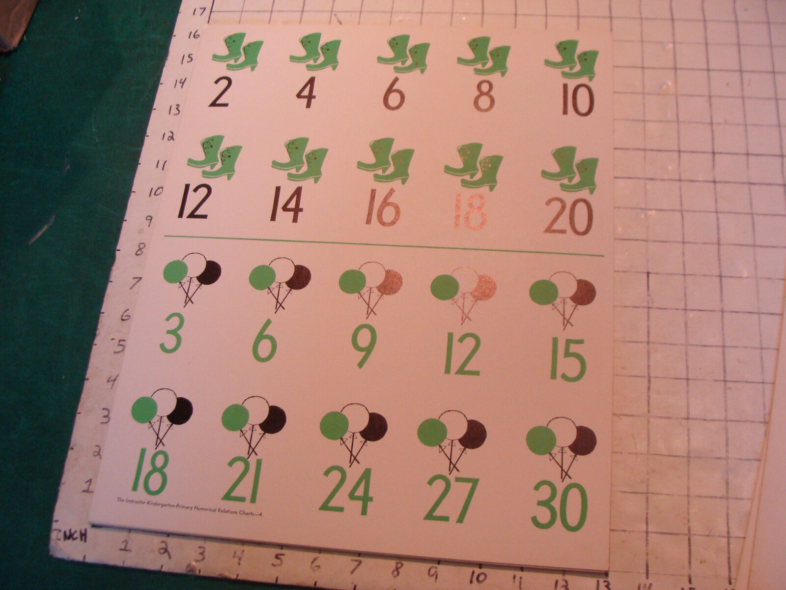 vintage 1950's Instructor kindergarden number POSTER #4 count by 2 and 3's 