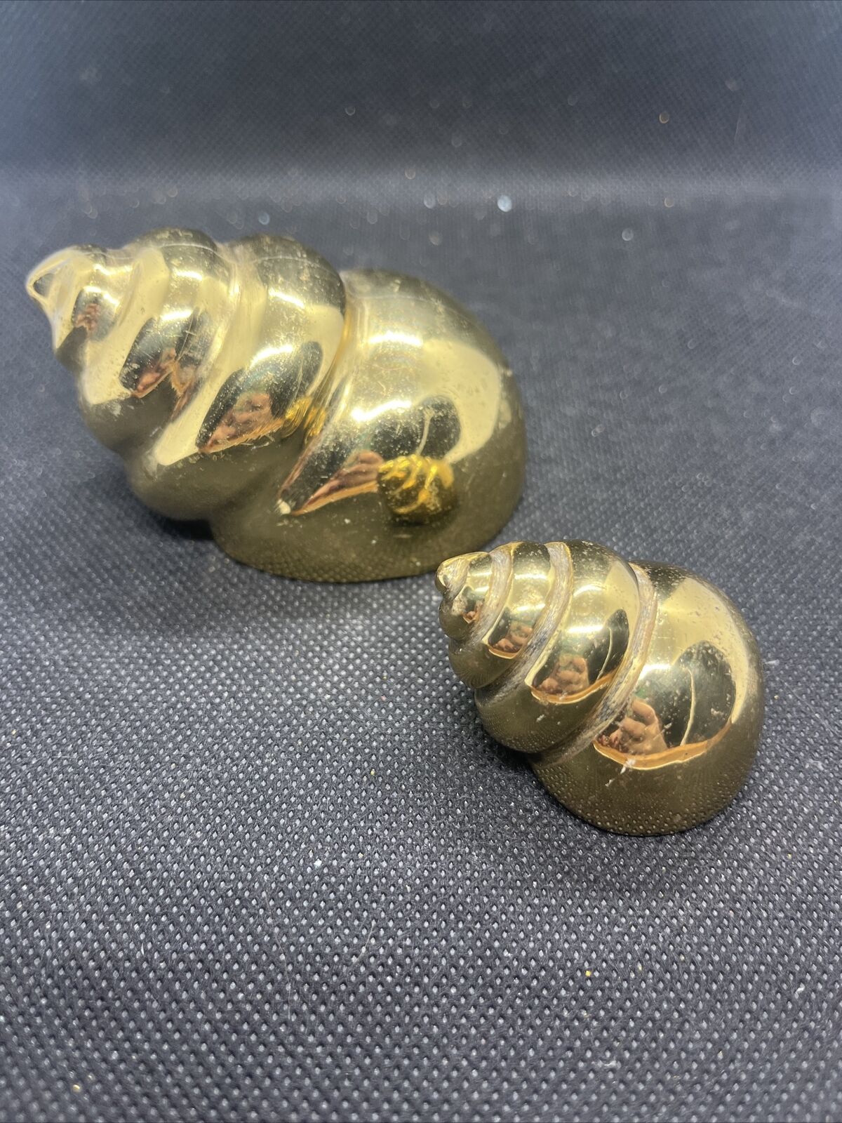 Pair of Brass Sea Shells Nautilus Snail Paperweights Heavy