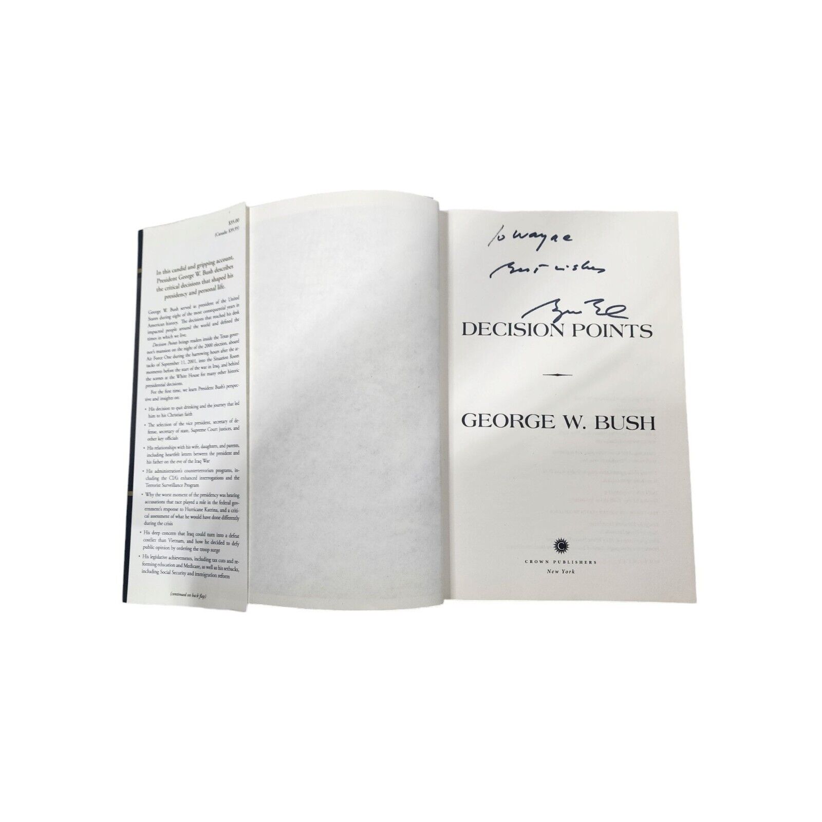 President George W Bush Signed Decision Points Hard Cover Book