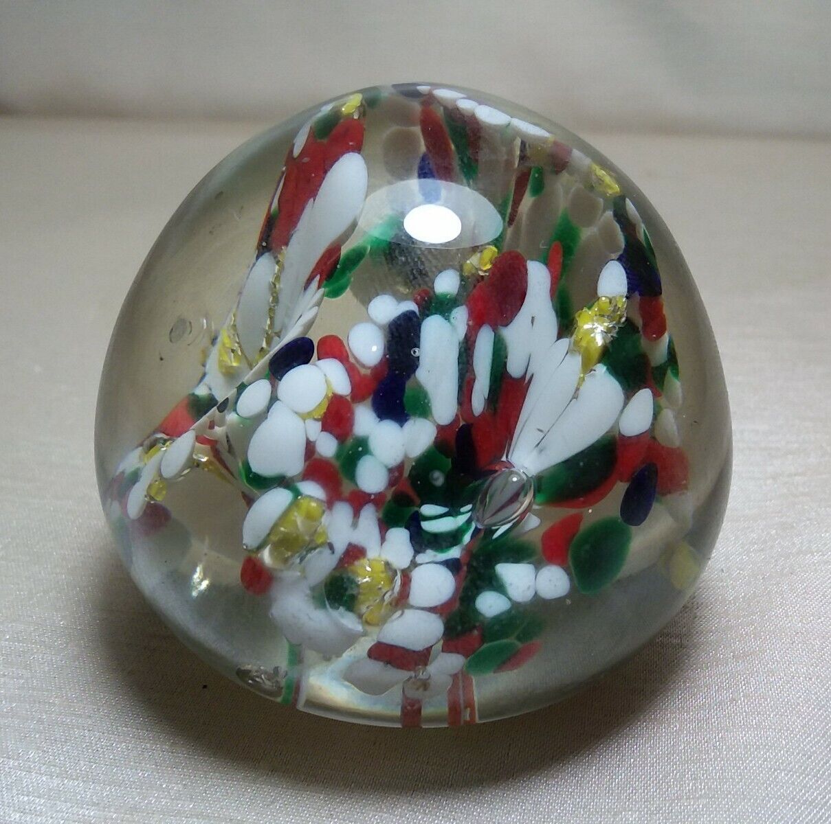 Studio Art Glass Acrylic Colorful Flowers Home Decor  Paperweight
