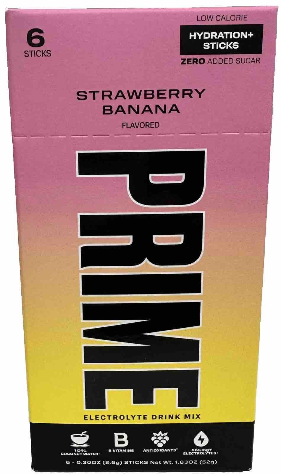 Prime Hydration Strawberry Banana Mix One New Sealed Box Of 6 Mix Sticks EXP2/26