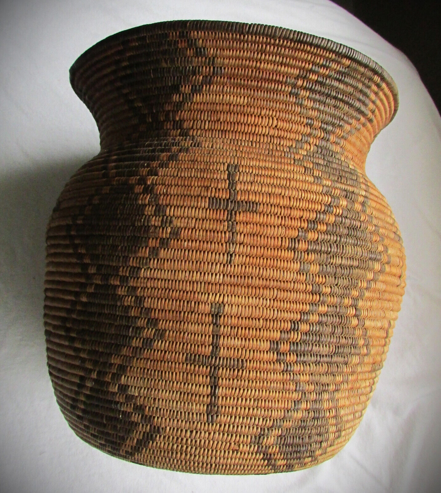 Antique Native American Apache Basket -w- Crosses & Geometric Design