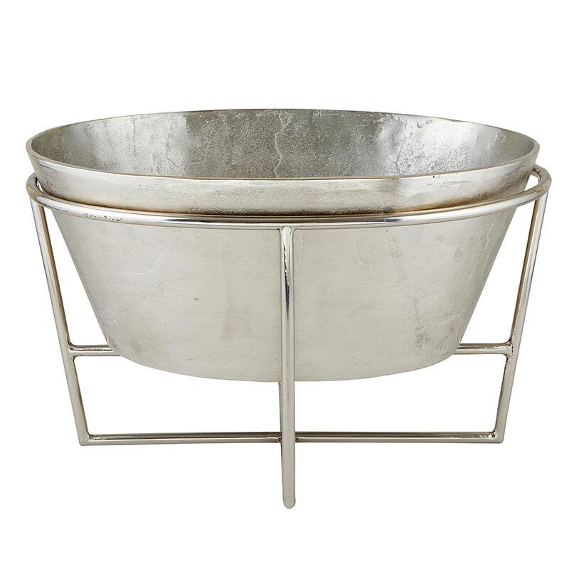 Large Champagne Bucket Stainless Steel Beverage Tub 15 in x 13 in Silver Plated