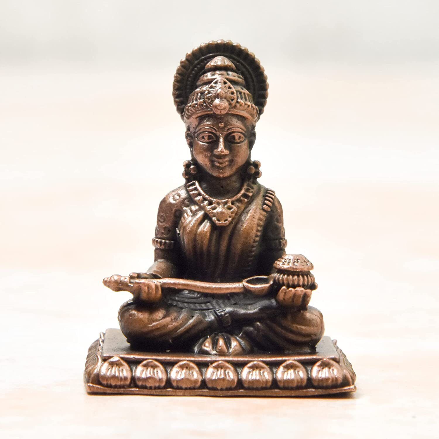 Annapurna Annapoorna Devi Goddess in Pure Solid Copper Statue Idol Figurine