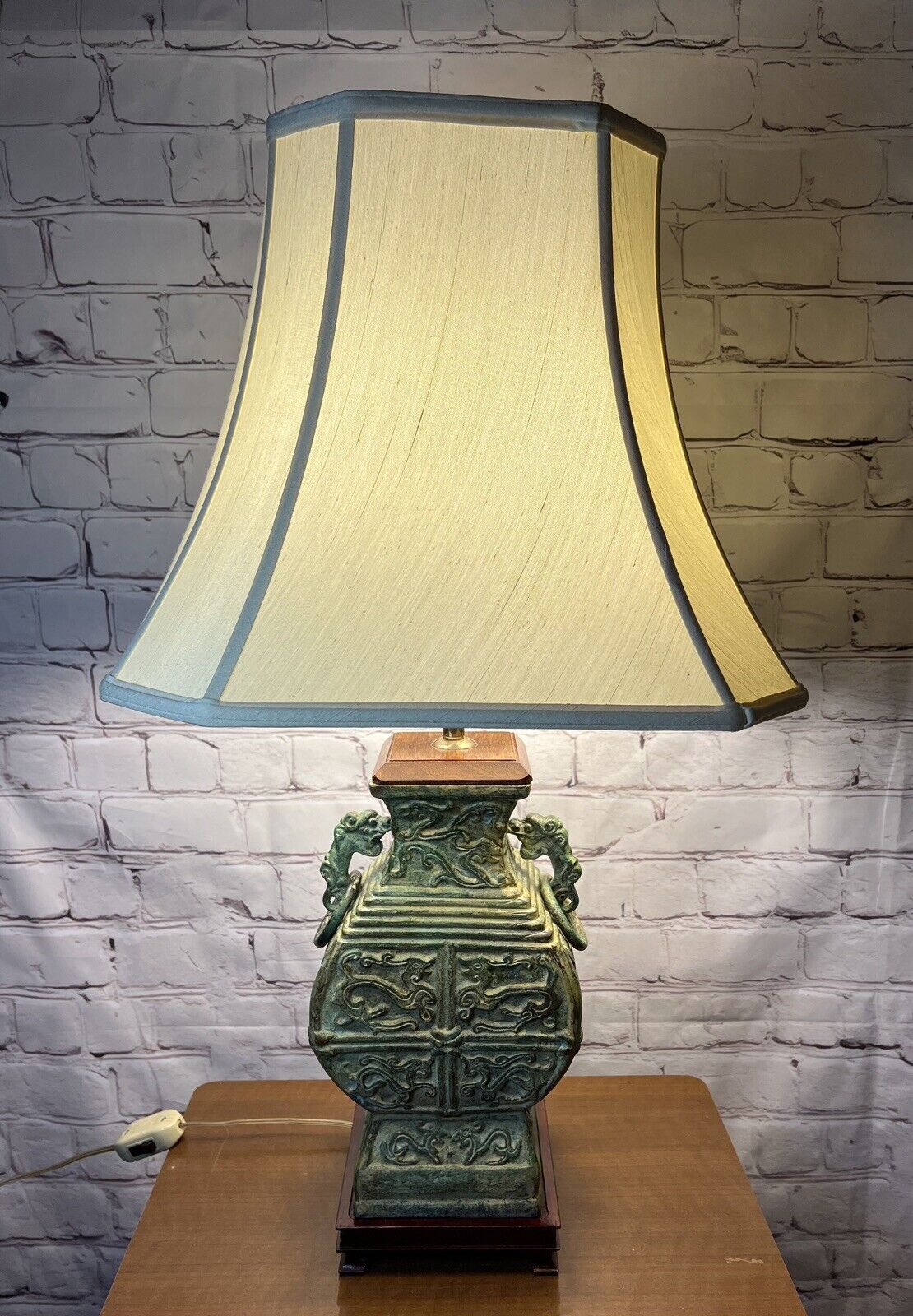 **Gorgeous** 20th Century James Mont Style 30” Table Lamp, Heavy Cast Bronze