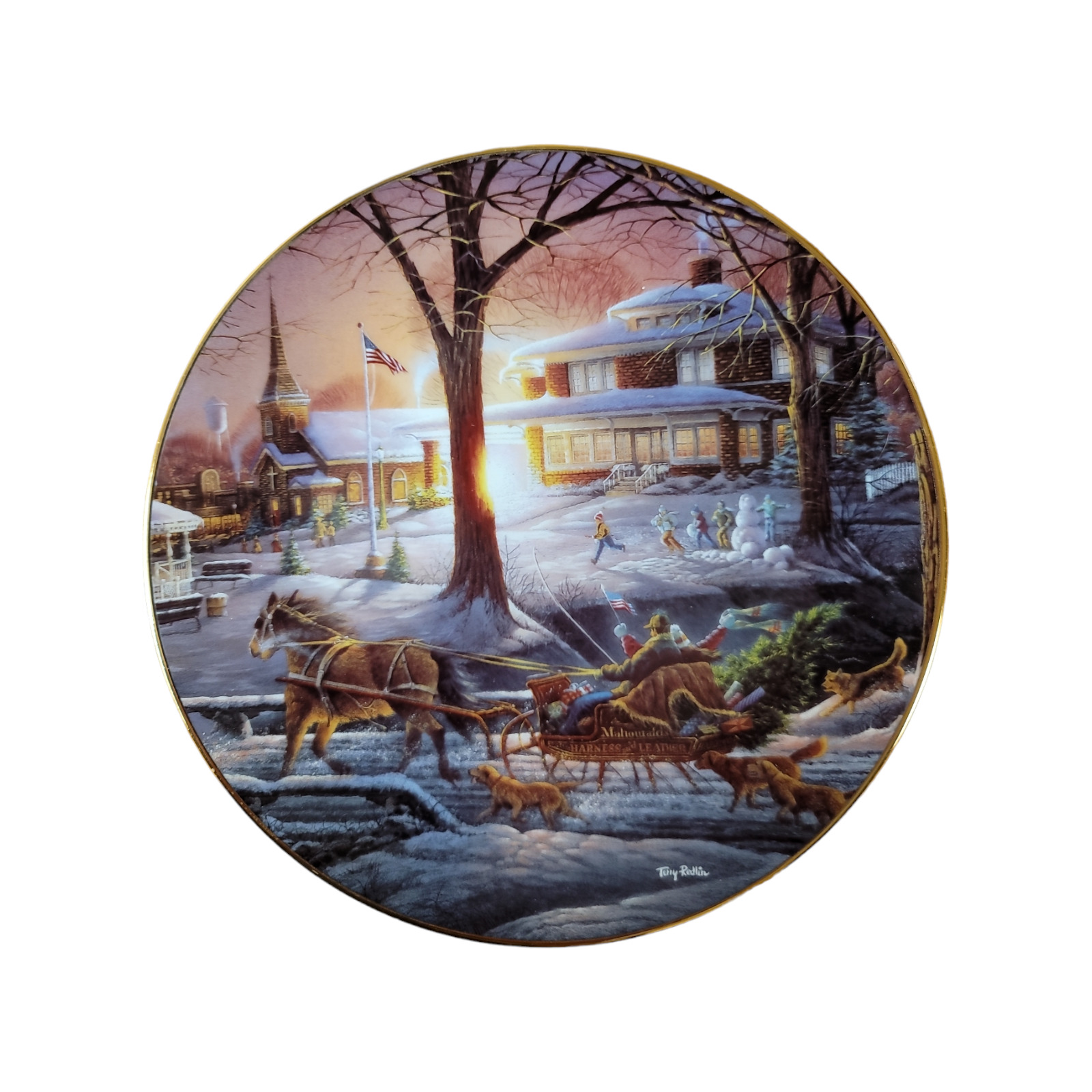Terry Redlin Collection 1998  Racing Home  Annual Christmas Collector Plate