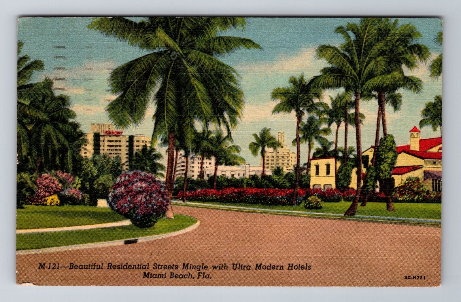 Miami FL-Florida, Modern Hotels, Residential Streets, c1955 Vintage Postcard