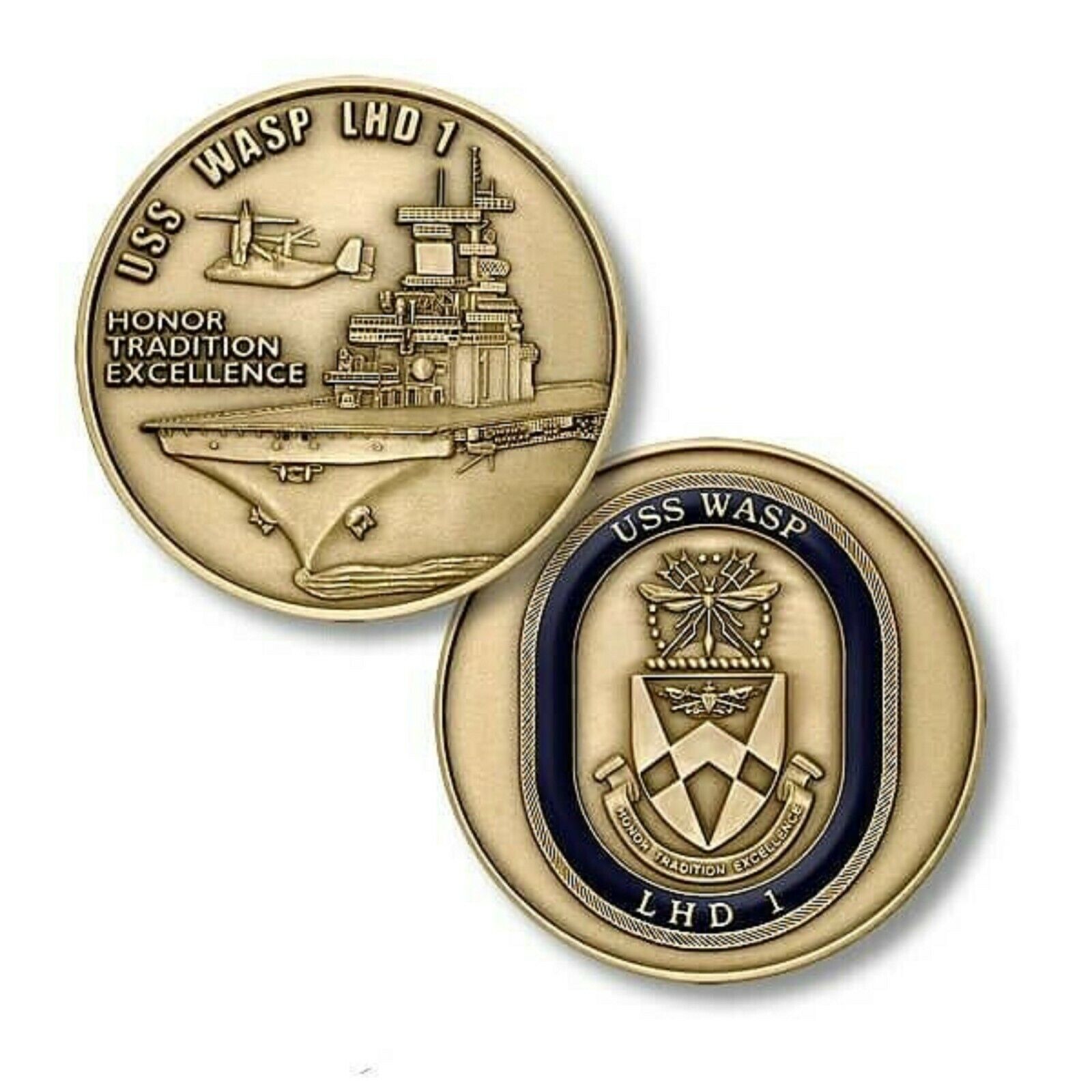 NAVY USS WASP LHD-1 HONOR TRADITION EXCELLENCE 1.75\