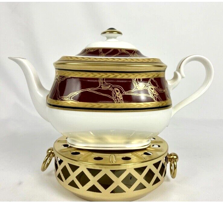 Vtg Villeroy &Boch Tea Set-Teapot w/Warmer, Creamer and Sugar in Empress Pattern