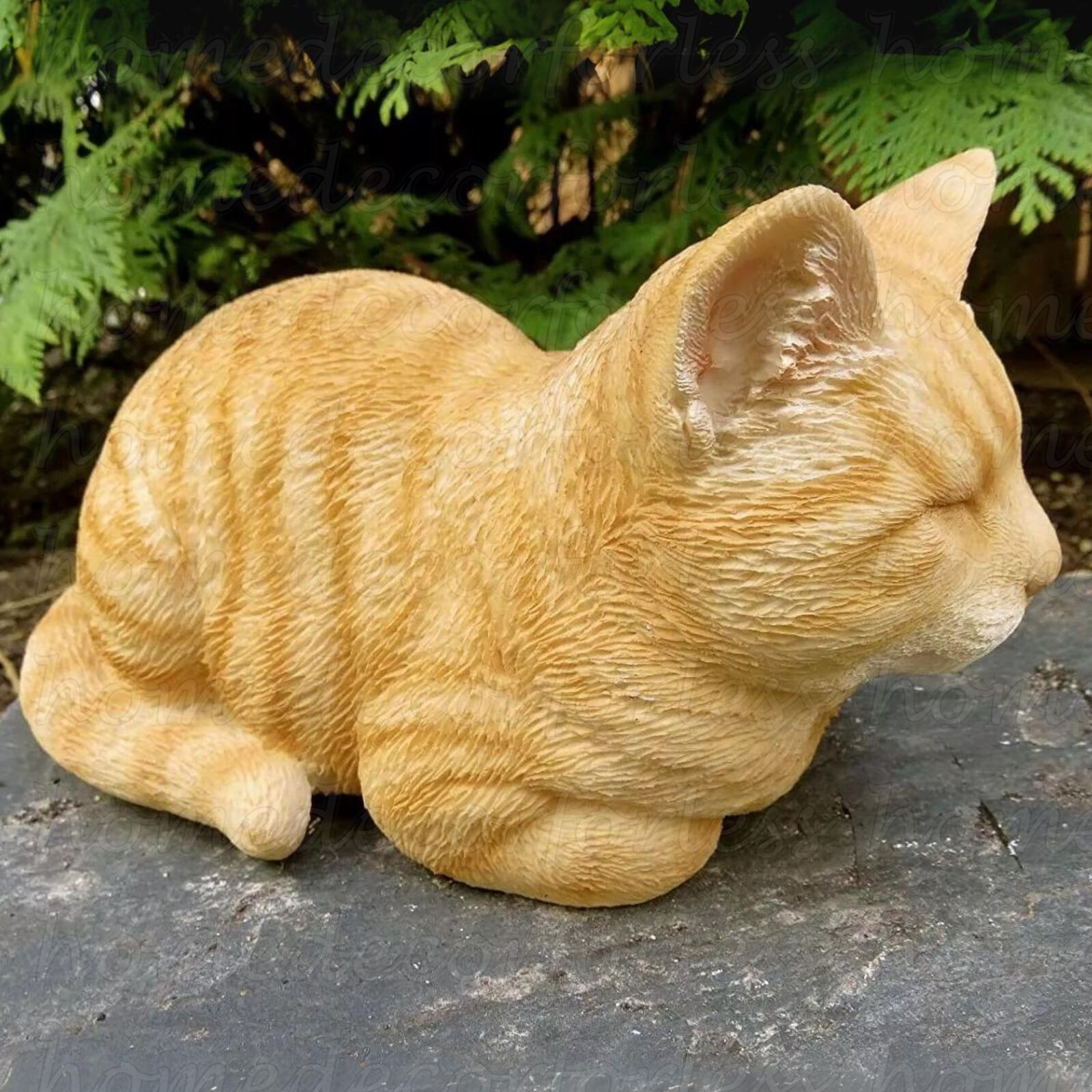 Realistic Sleeping Orange Tabby Cat Garden Figurine Statue Sculpture Home Decor