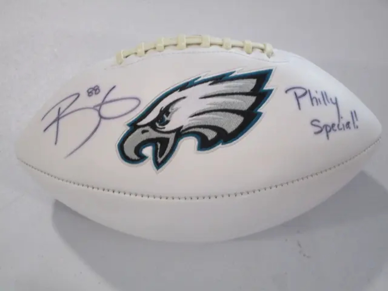 Trey Burton of the Philadelphia Eagles signed autographed logo football JSA COA