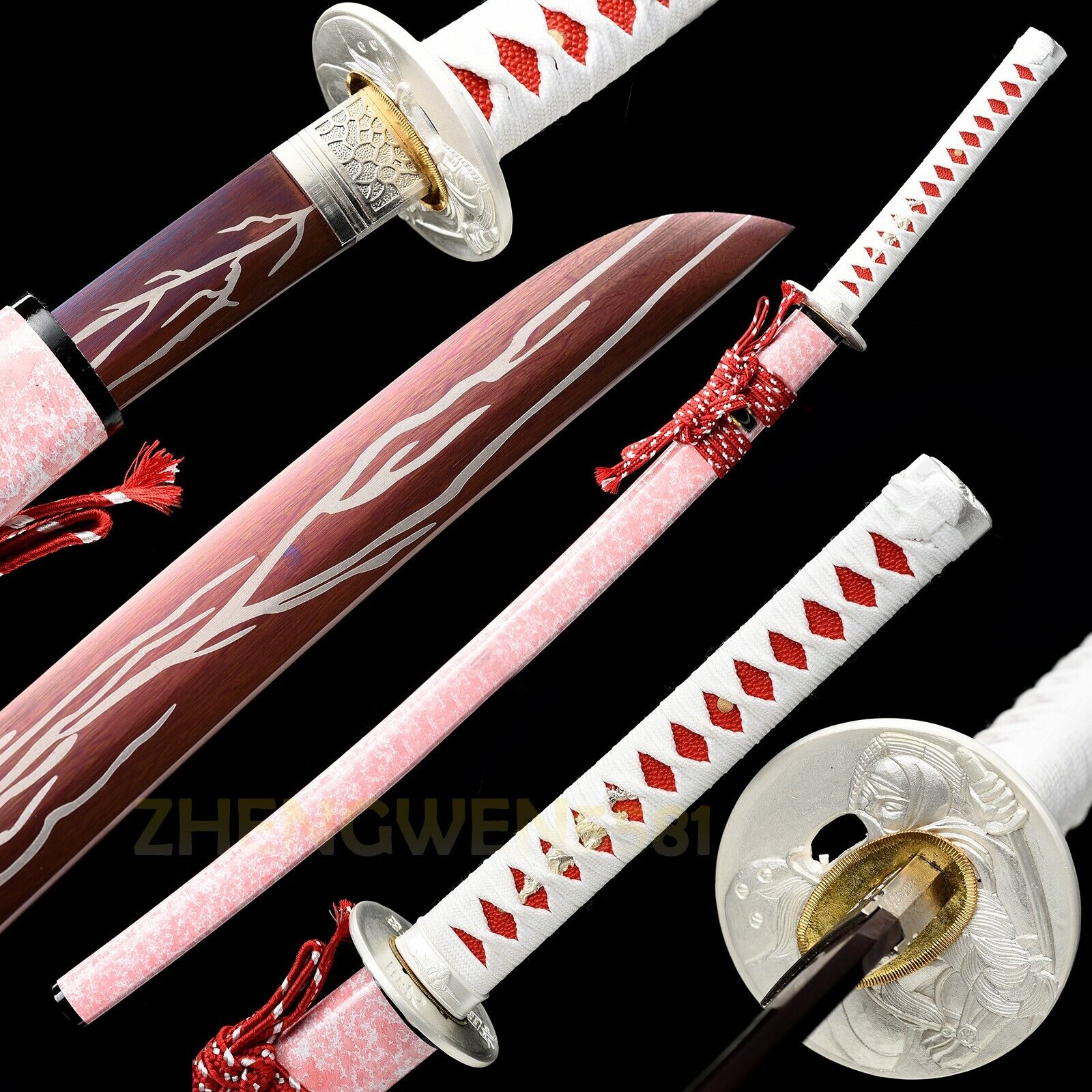 40\'\'Red Blade 1095 Steel Katana Battle Ready Japanese Samurai Sharp Sword