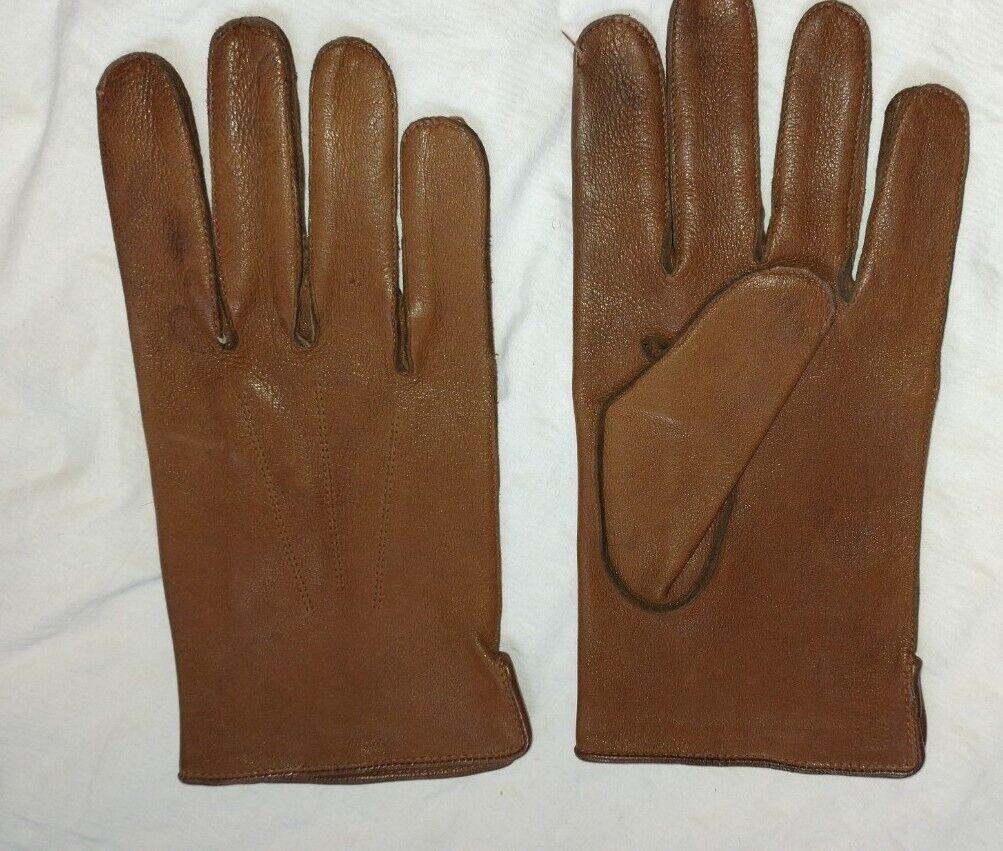 Super Rare WW2 British Army  Officers Brown Leather Gloves WD 1944 Dated NOS 