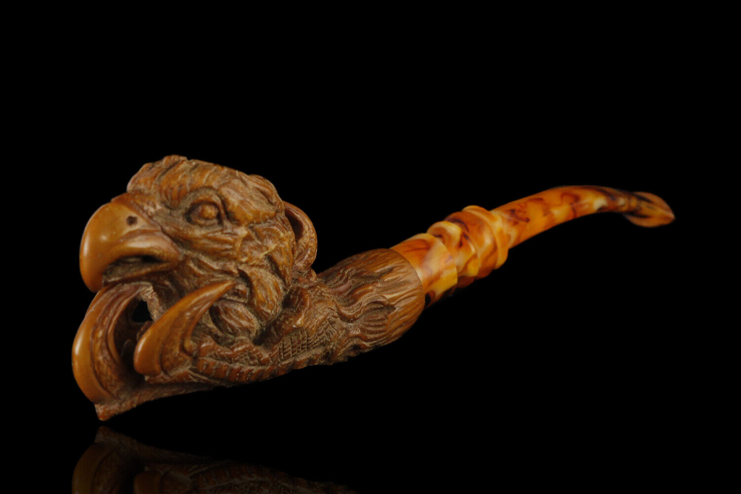 Eagle in Eagle claw Meerschaum Pipe brown handmade tobacco pfeife 海泡石 with case