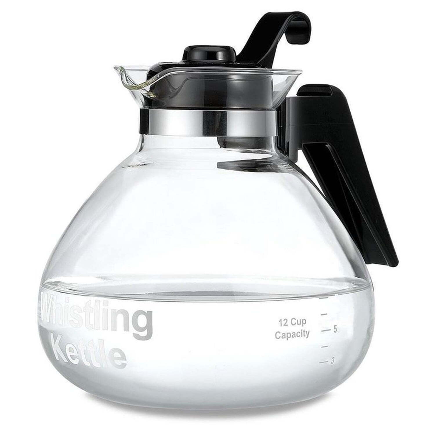 Glass 12 Cup Stove Top Whistling Tea Kettle by Medelco new