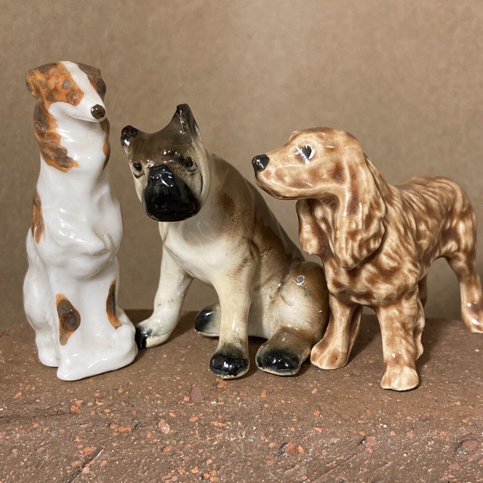 Set Of Three Of The Larger Hagen Renaker Porcelain Show Dog Figurines