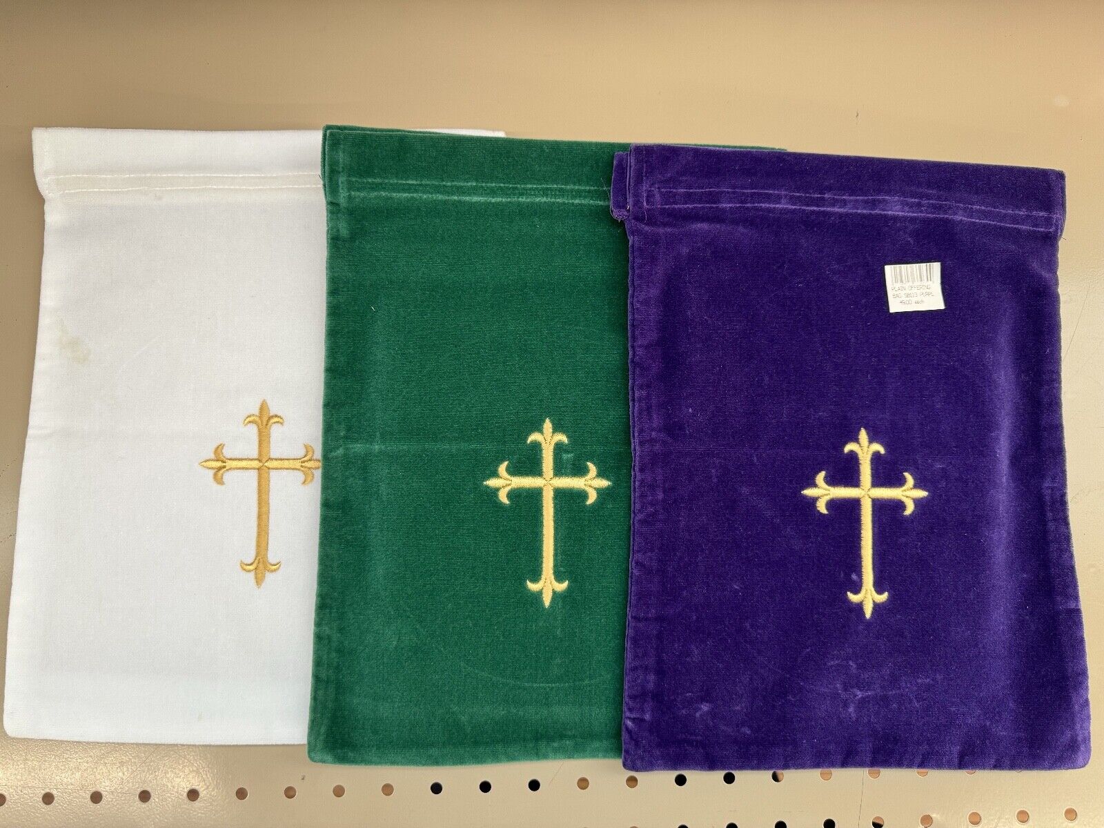 Offering Bag with Cross Set (White, Green, Purple)