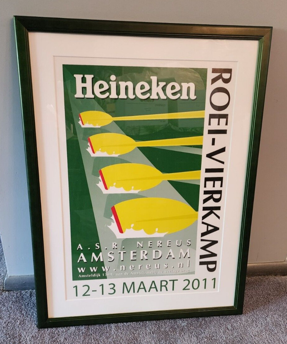 Heineken Rowing Art Print Amsterdam 2011 Custom Green Framed 29\
