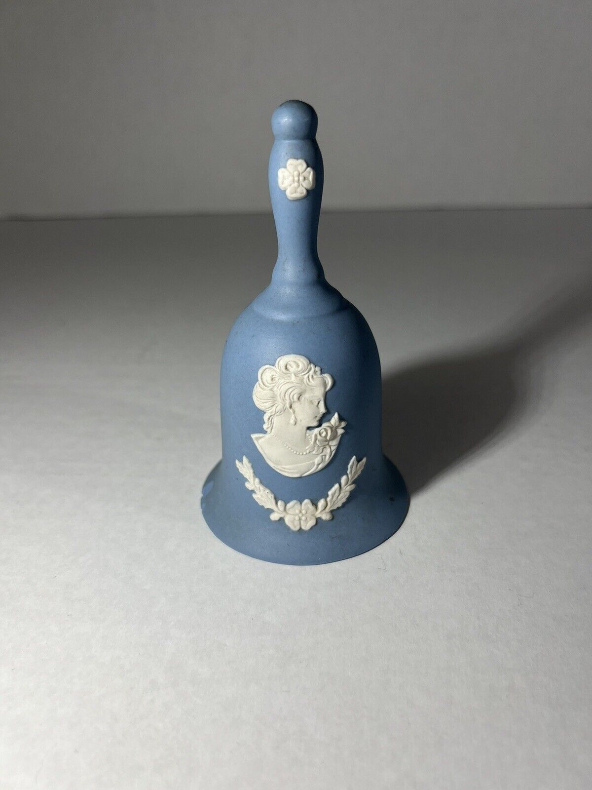 Vintage Porcelain White and Blue Jasper Cameo Decorative Bell