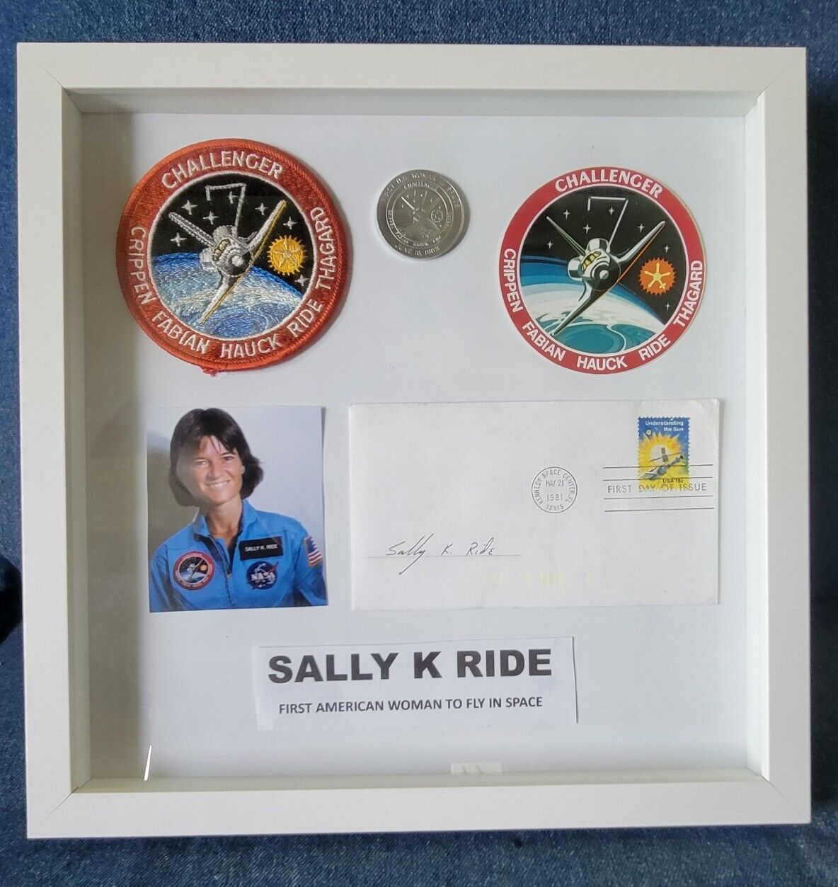 SALLY RIDE Signed vintage Postal Cover Framed Display 1st US Woman In Space COA