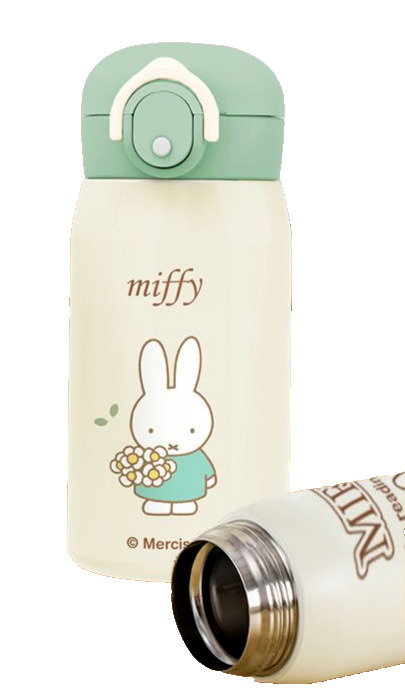 Miffy Thermos Stainless Steel Small Water Bottle Cup Rabbit Flower Beige 320mL