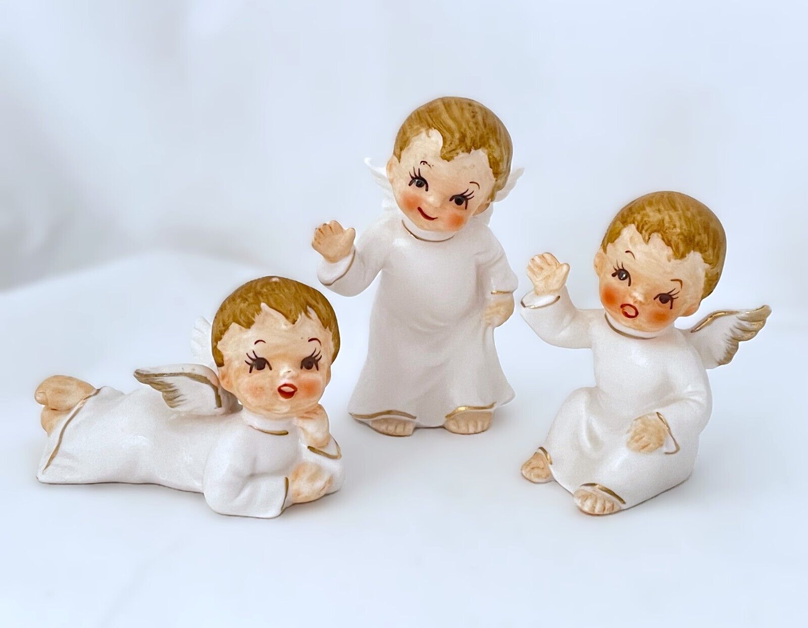 Vintage Made in Japan Boy Angel Trio Figurines