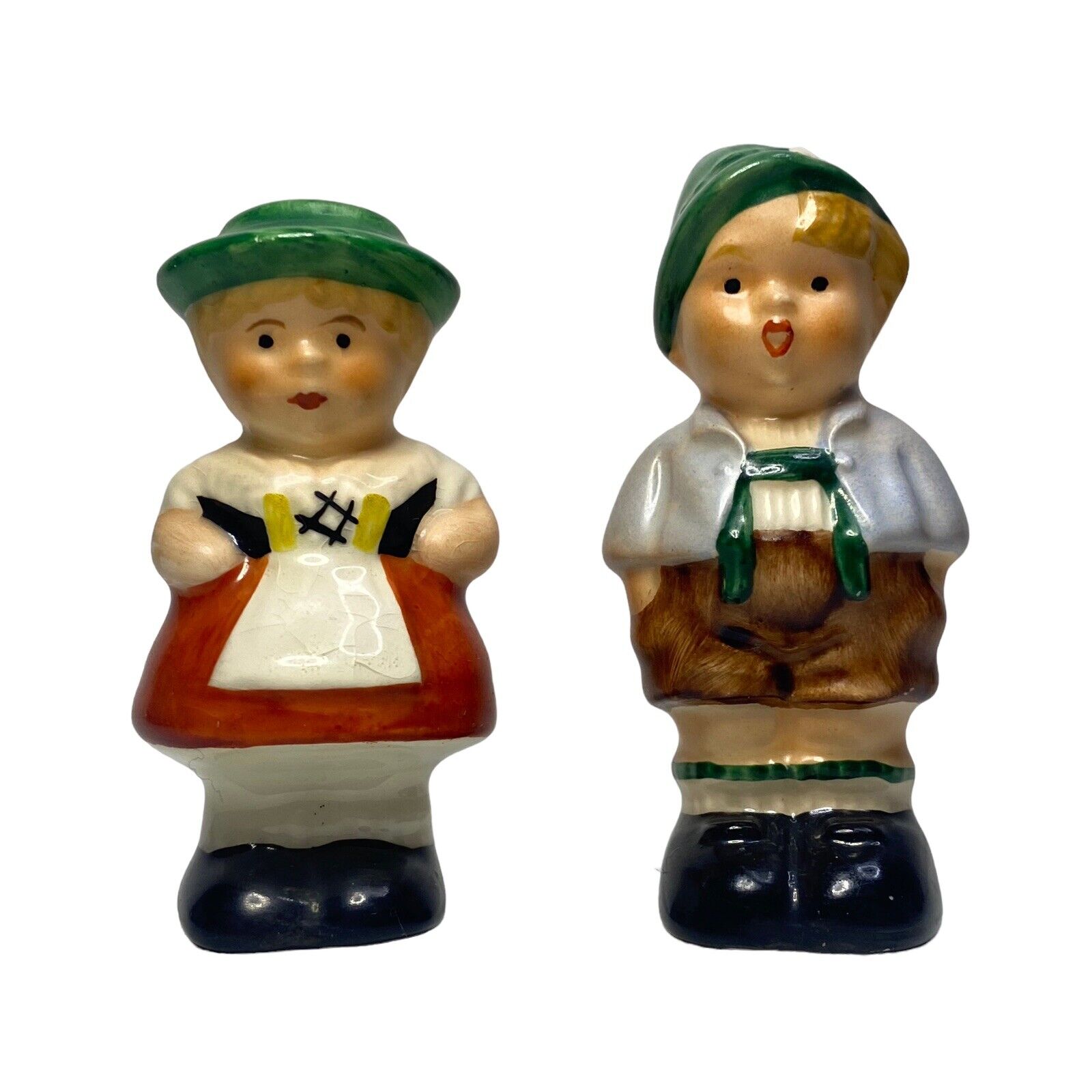 Goebel German Boy Girl Salt & Pepper Shaker Set Ceramic Made W. Germany Vintage