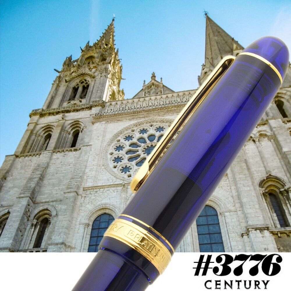 Platinum New #3776 CENTURY Fountain Pen Chartres Blue Medium Nib PNB-15000#51-3