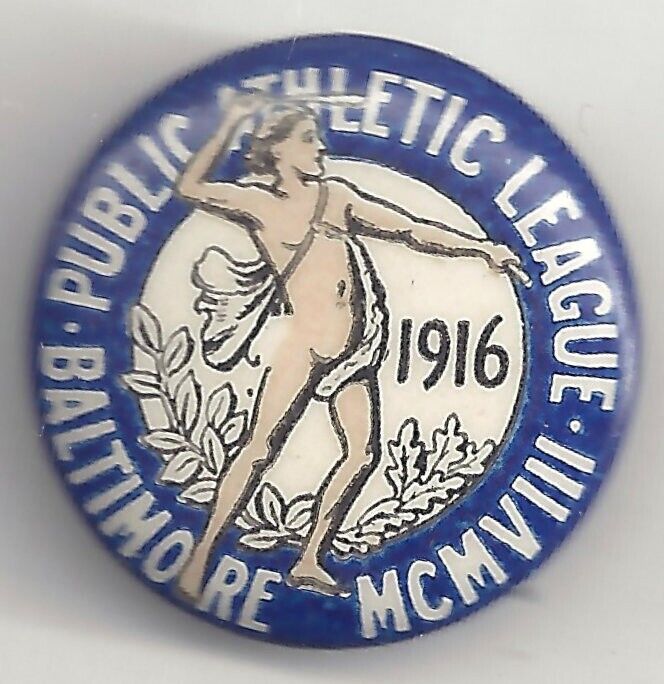 1916 Baltimore Public Athletic League Pin w/ Naked Athlete