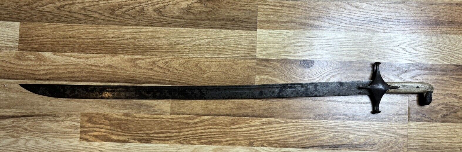 Antique 18-19C  Shamshir Sword Bone Handle Straight Blade Rare Example