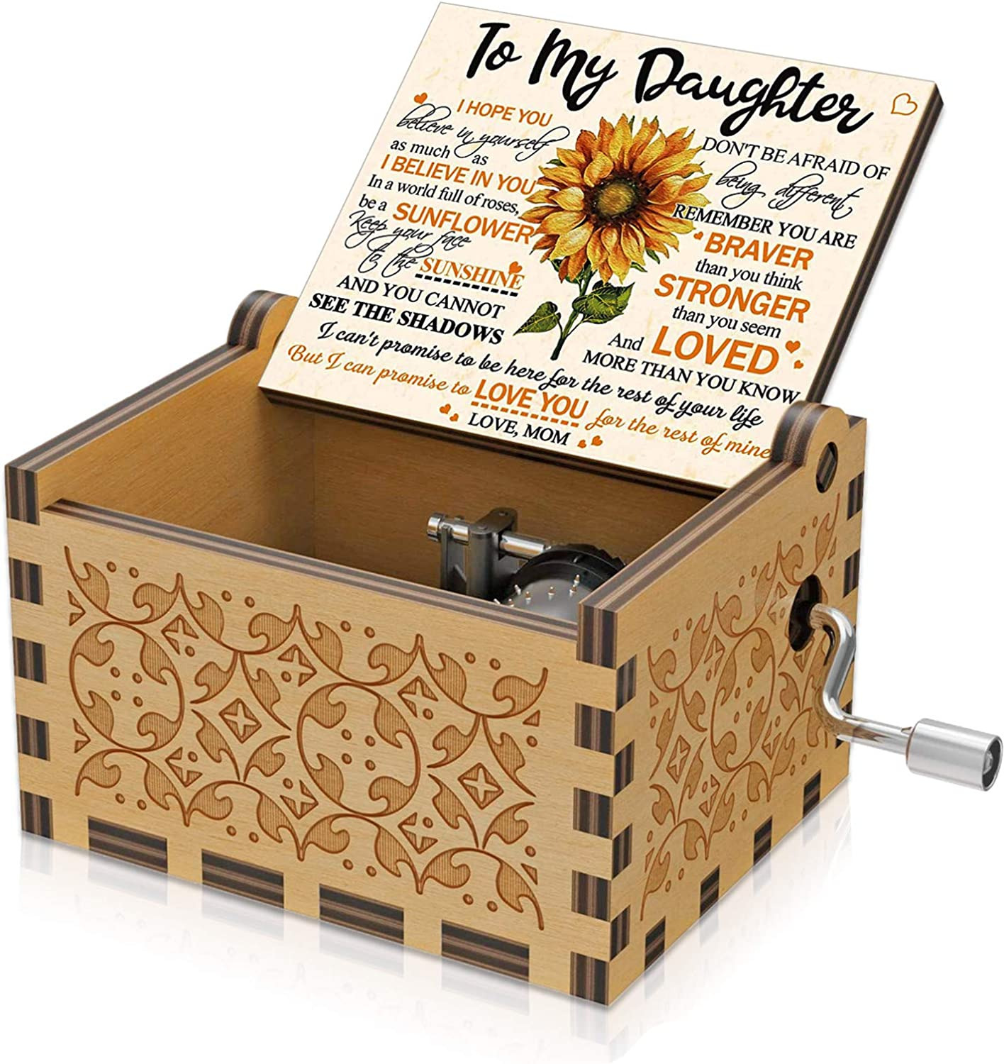Sunflower Wooden Engraved Colorful Music Box U R My Sunshine Laser Wood Musical 