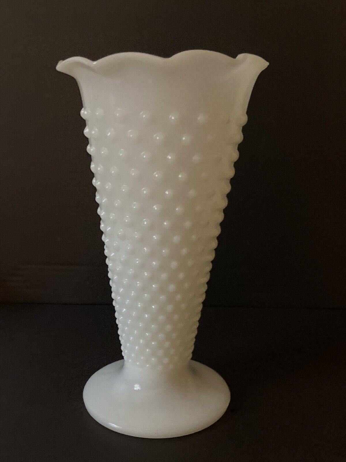 Vintage Opaque White Milk Glass Hobnail Flower Vase