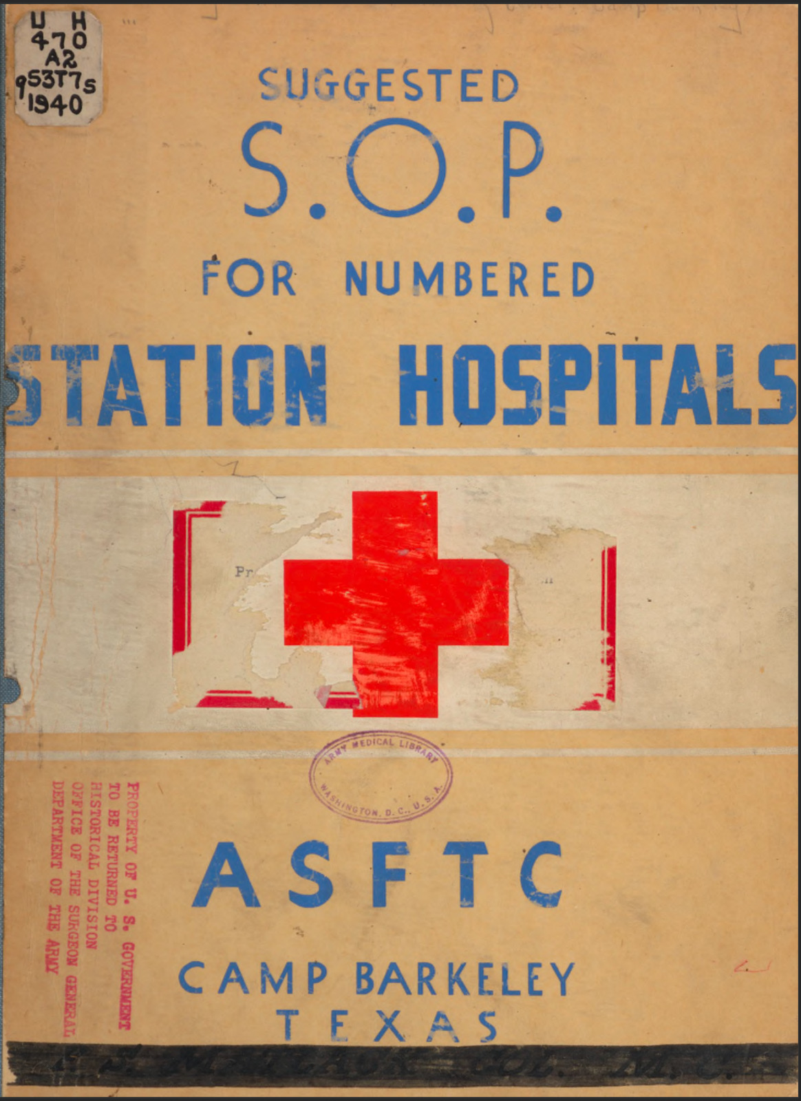 275 Page 1940 SOP For Station Hospitals ASFTC Camp Barkeley TX Manual on Data CD