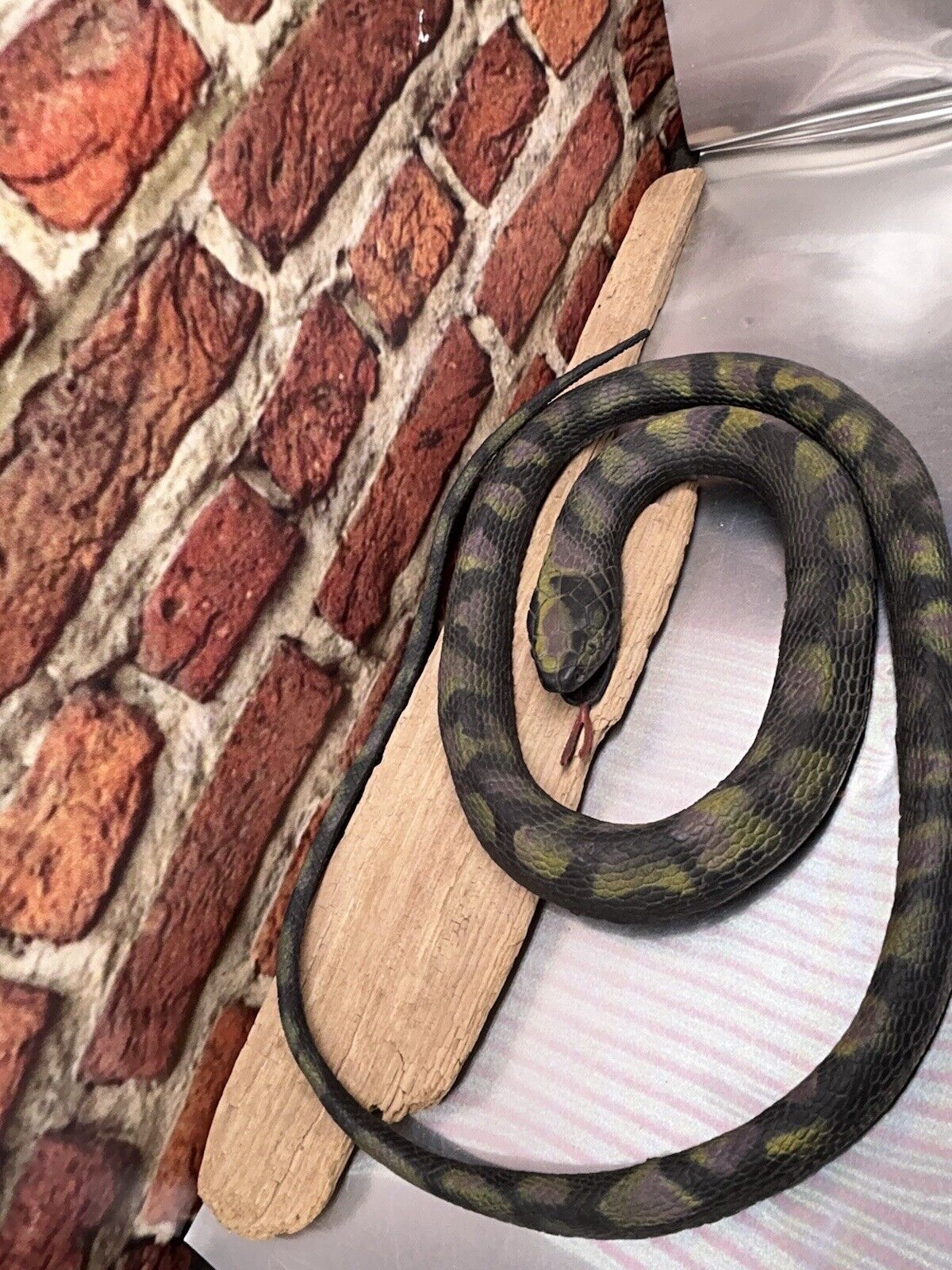 Vintage Huge Heavy Thick Black Rubber Snake 6 Foot Snake Real Skin Color Look