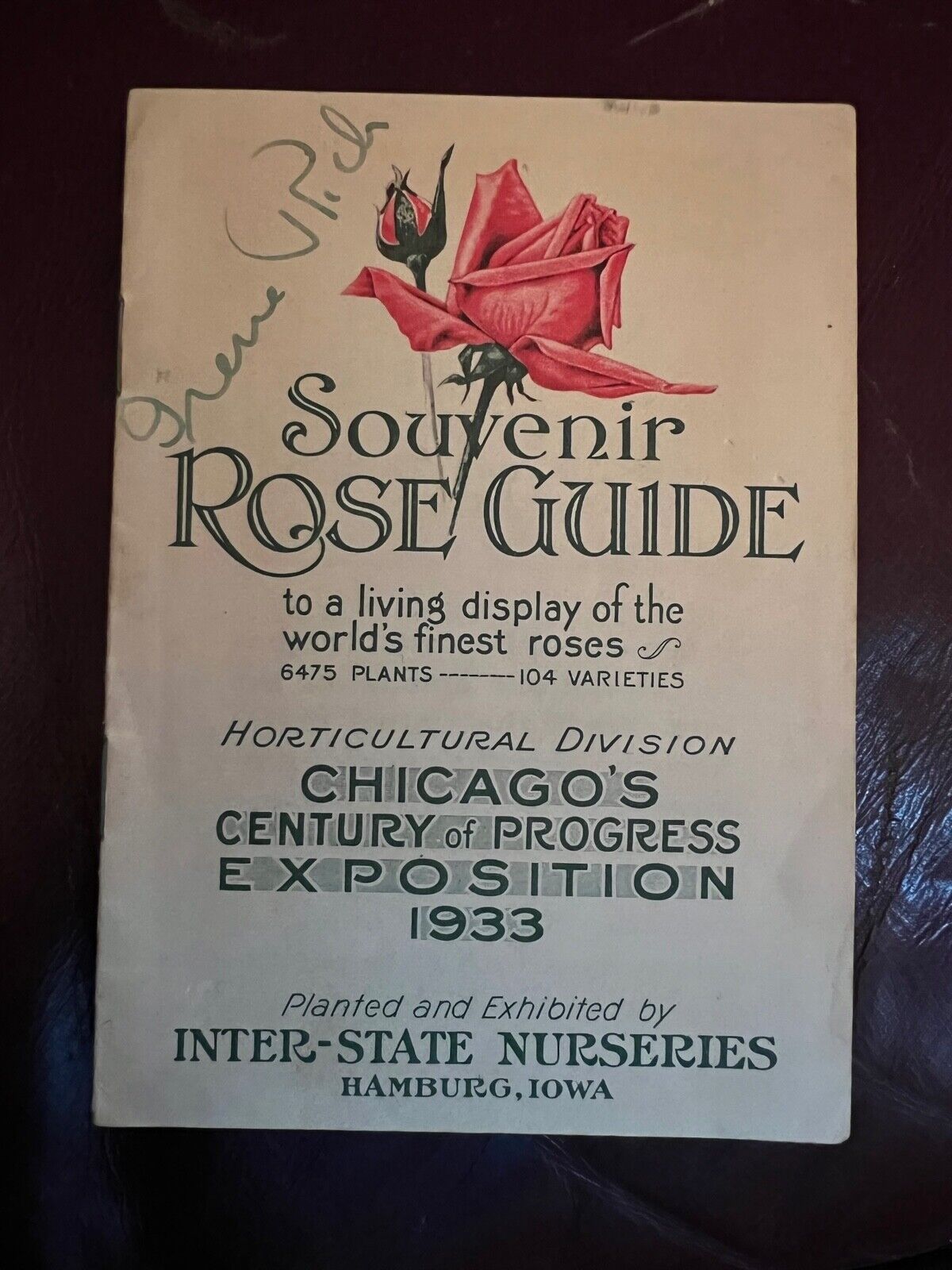 Vintage 1933 Chicago Century of Progress Exposition Souvenir Rose Guide Garden