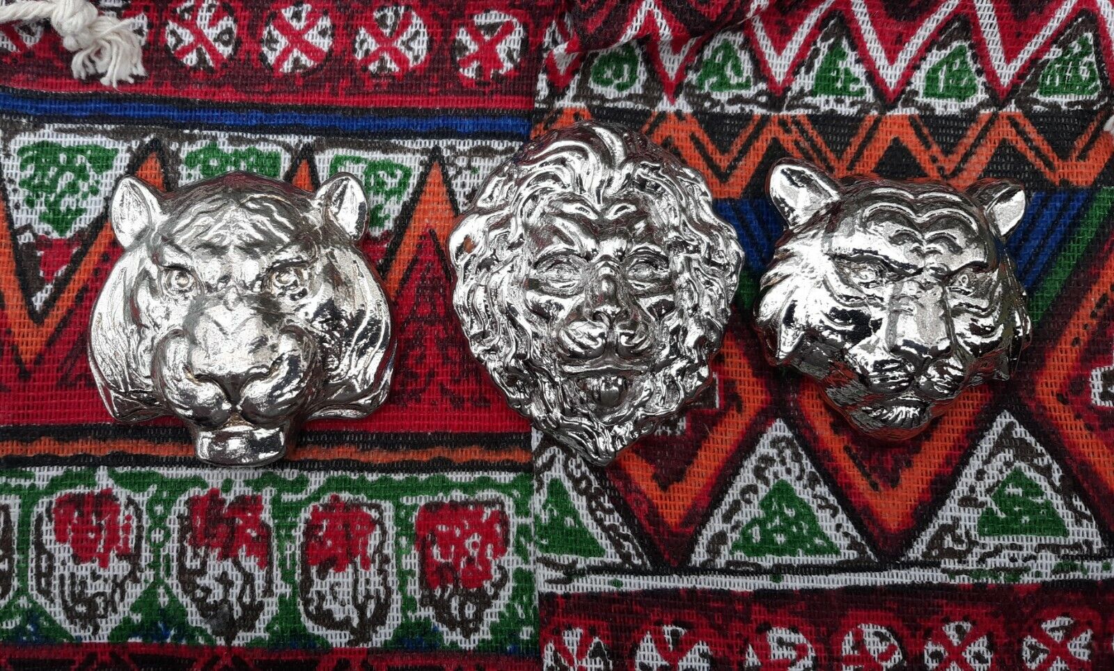 15 oz. Hand Poured 999 Bismuth Art Bullion Feline Trio - Lion, Bengal, Tiger