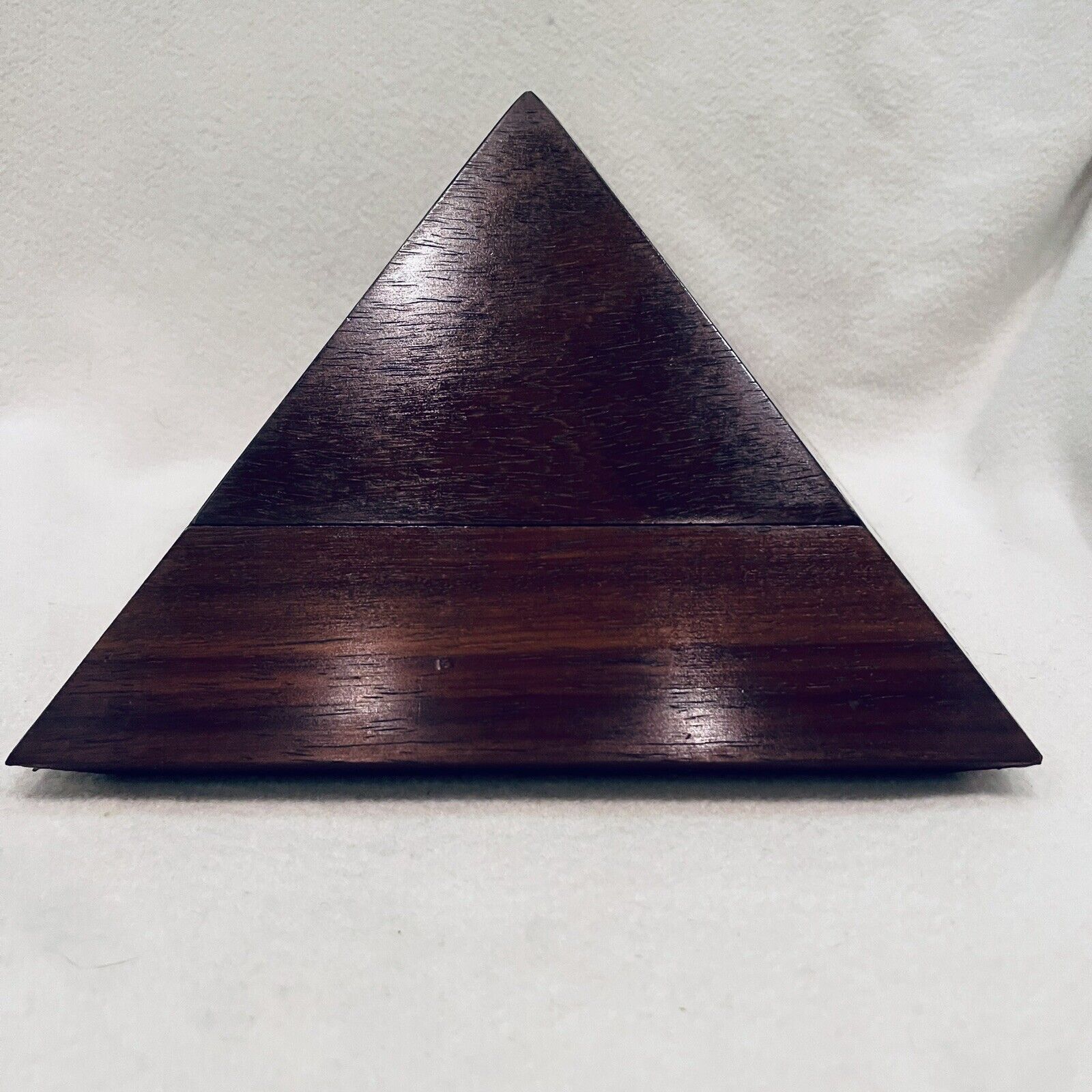 Vintage Large Wooden Pyramid Jewelry/ Trinket Box