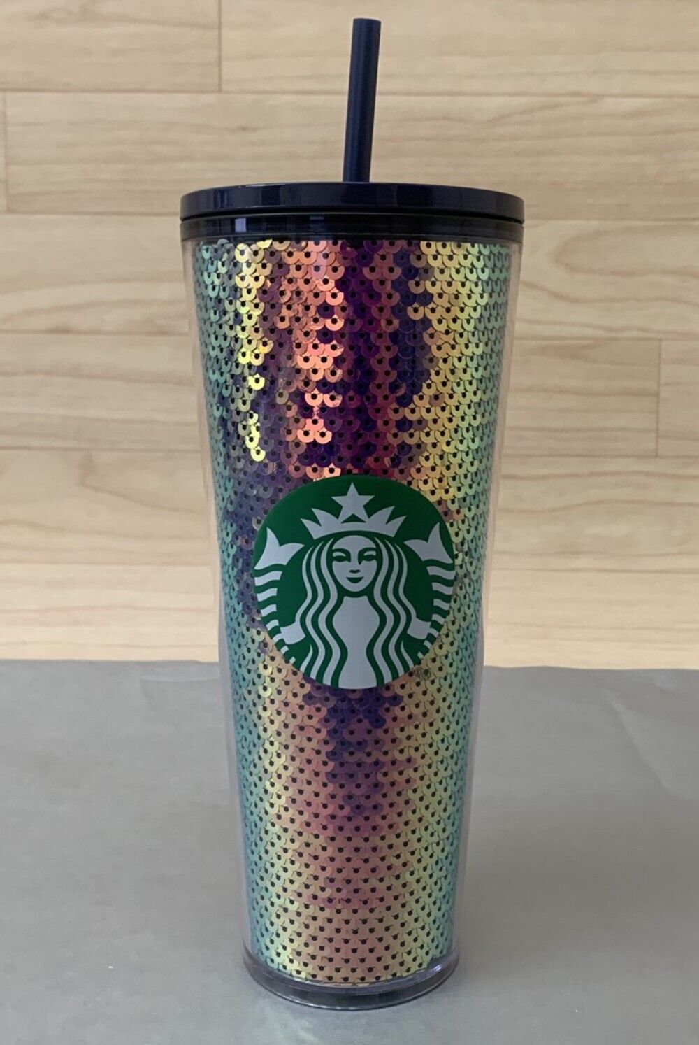 Starbucks 24oz Holiday Dark Dichroic Sequin Scales Cold Cup Venti Tumbler 