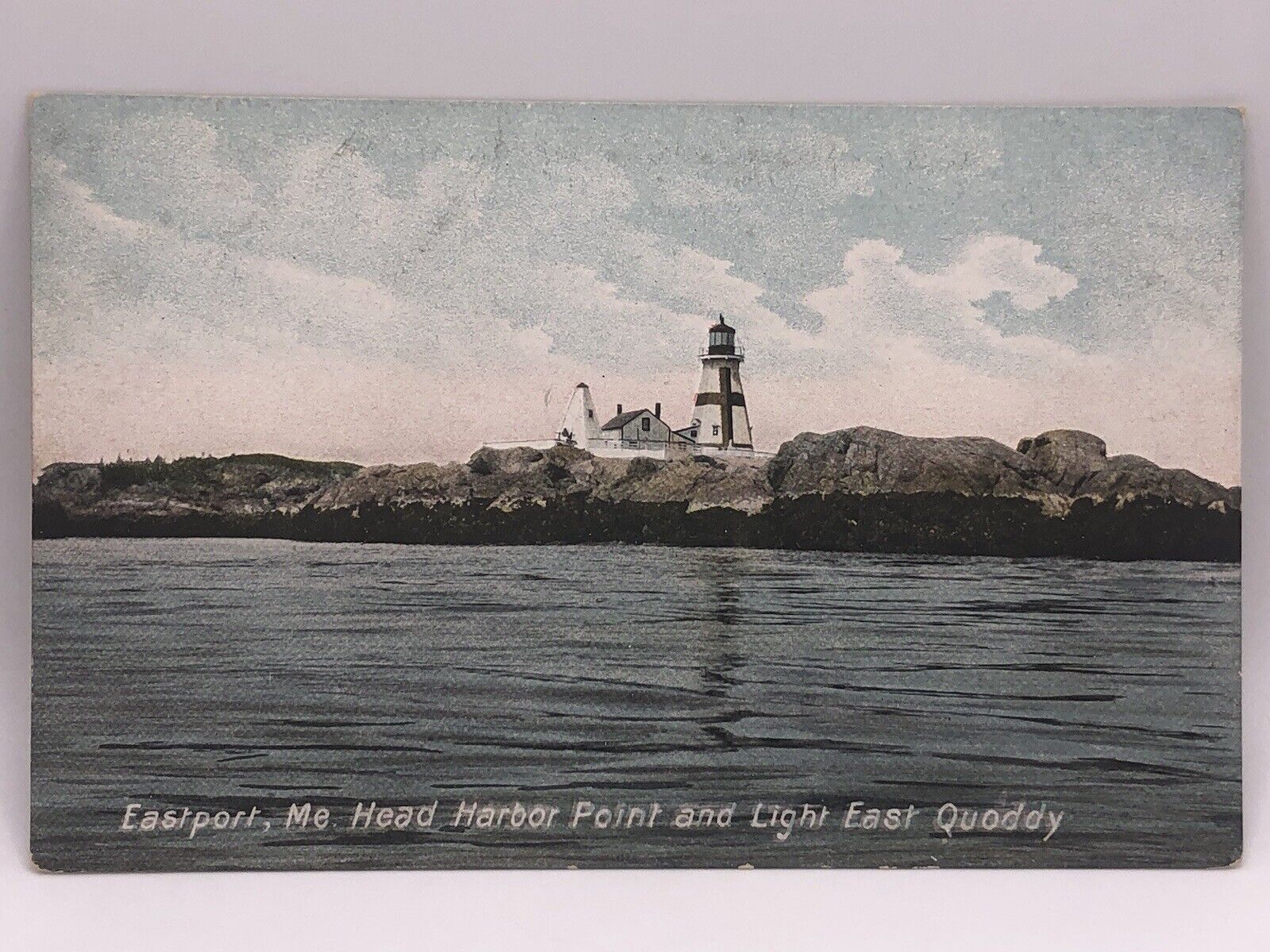 Postcard Eastport Maine Harbor Point Lighthouse East Quoddy Unposted