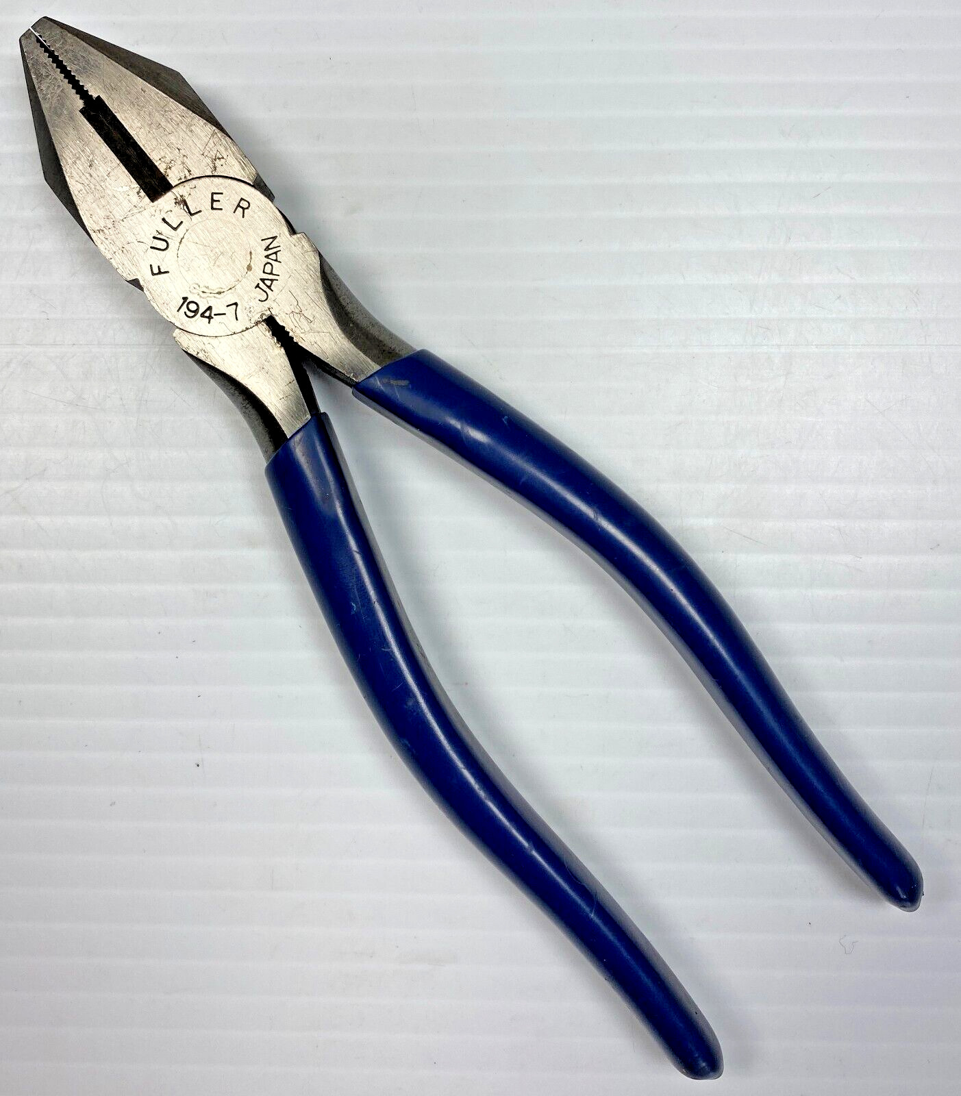 Vintage Fuller Tools 194-7 Lineman\'s Pliers with Blue Grips Made in Japan Tool
