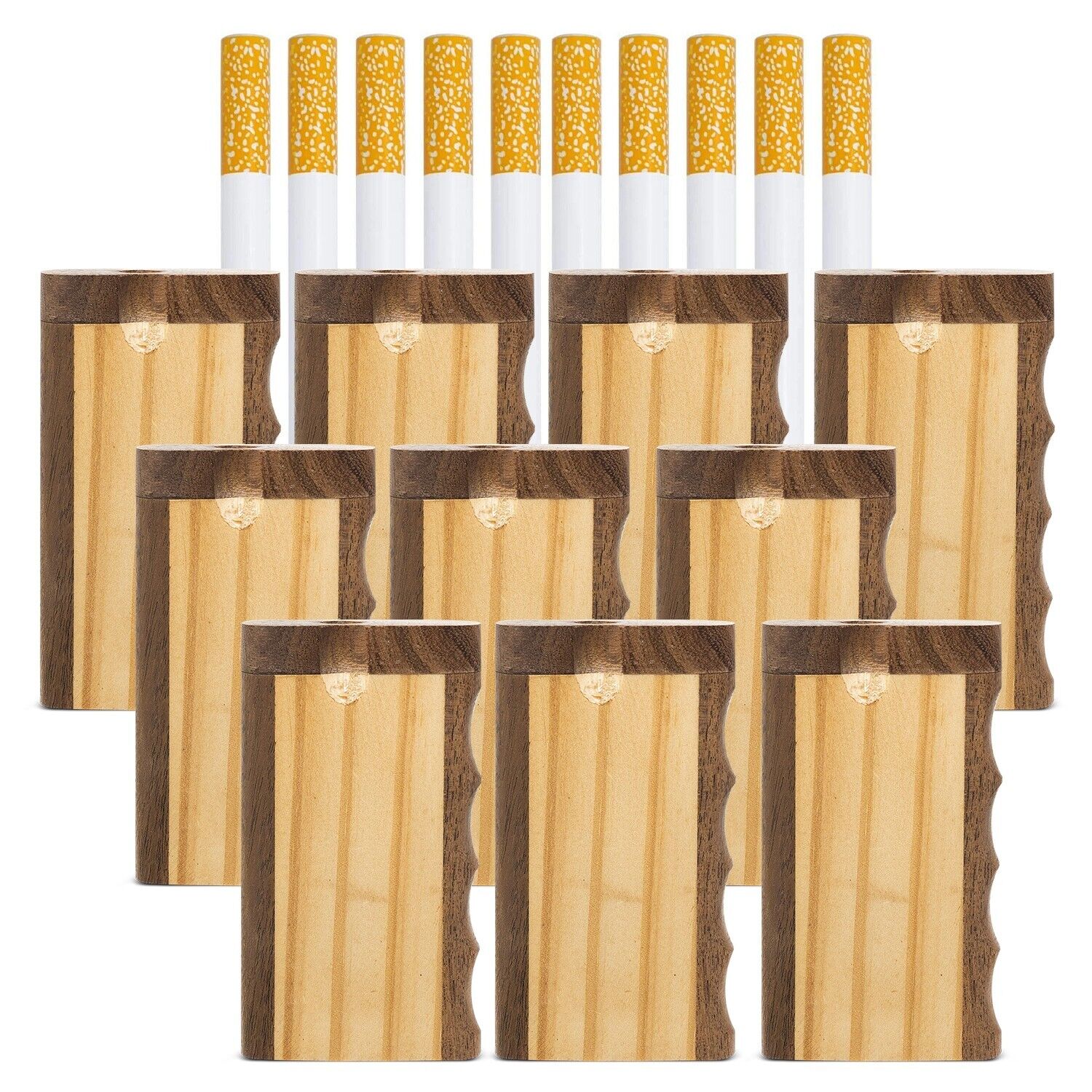 10 Duo Wooden Dugout Stash Box & 10 One Hitter Pipe Tobacco Smoking Set - USA