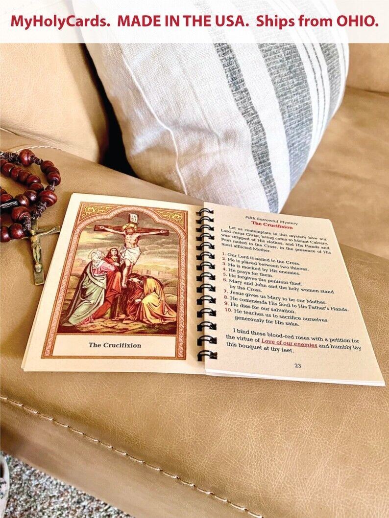 ORIGINAL MyHolyCards POCKET-SIZE Rosary Meditation Book 15 decades Made in USA