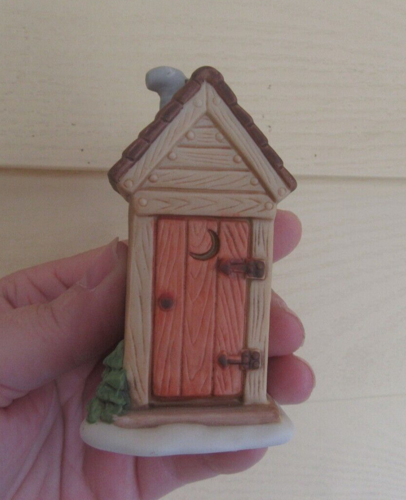 Vintage Lefton Colonial Christmas Village CONVENIENCE OUTHOUSE # 07325 1989
