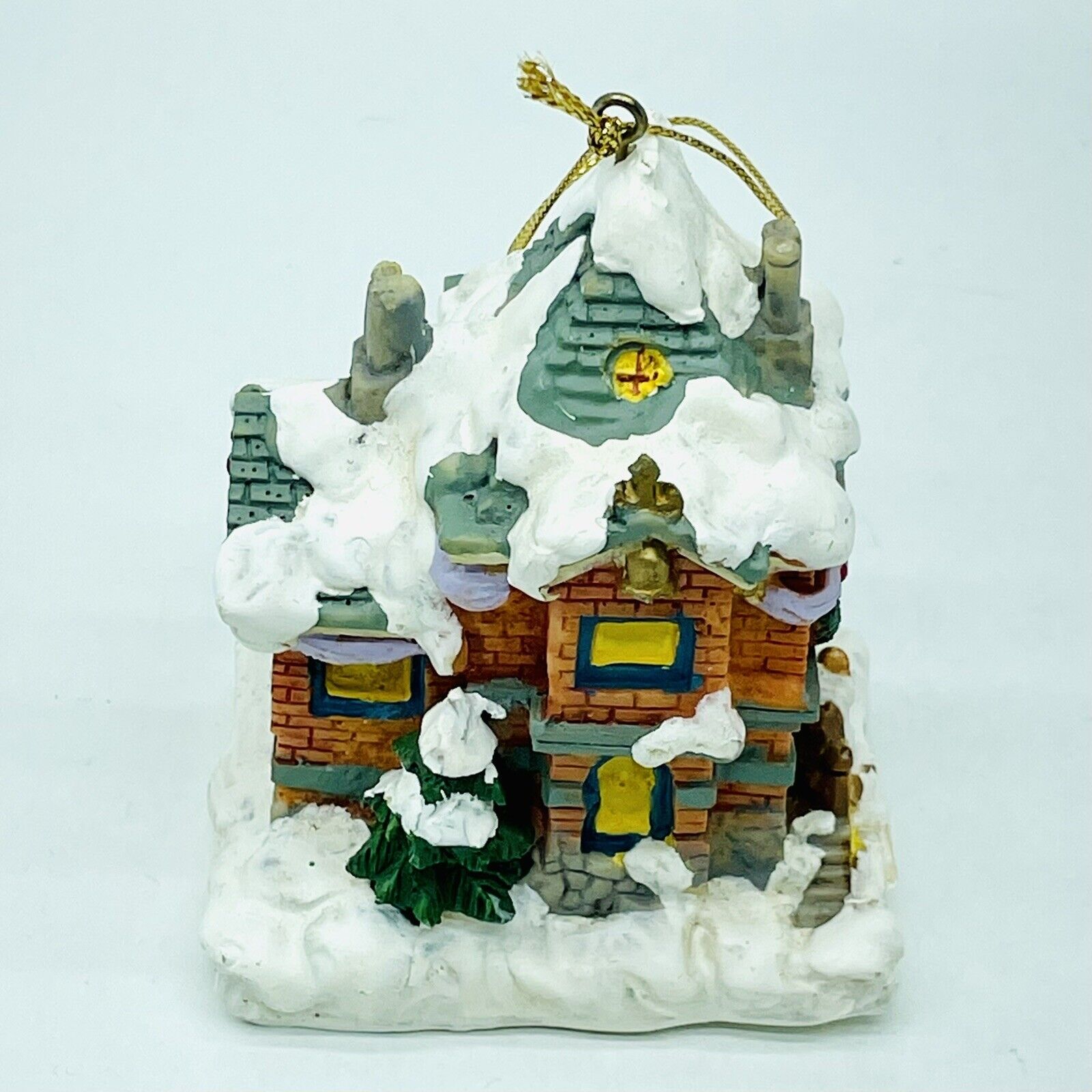 Vintage Christmas Ornament Snowy Cottage House With Trees Christmas Village