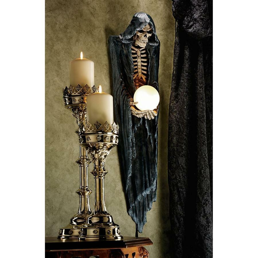 Mythic Creature of the Dead Grim Reaper Skeleton Halloween Decor Wall Sconce