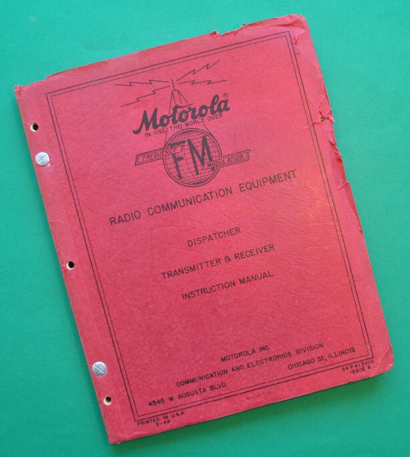 Original 1940\'s - 50\'s Motorola Radio Harley Service Manual Book WL G GA FL FLP