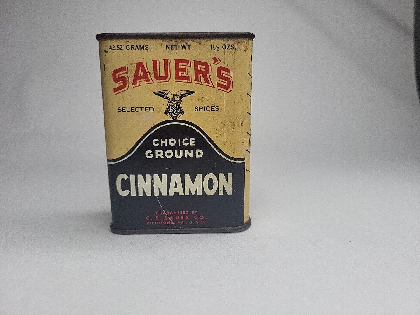 Vintage Sauers Choice Ground CinnamonSpice Tin C. F. Sauer Co. Richmond Virginia
